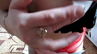 Pussy pees with pleasure as milf masturbates with big dildo