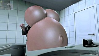 Brunette Woman Experiences Belly Inflation From Pills