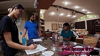 aria nicole and channy crossfire prove their innocence in a backstage nurse domination with latex gloves