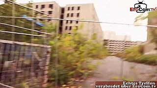 Shy tourist student fucks outdoors!