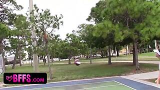 teen bffs lick the hot basketball coach after training 😋