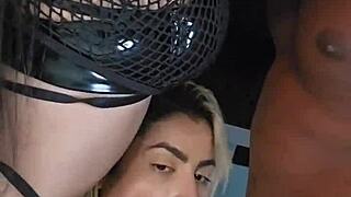 that big black guy fucks me so good while sucking my naughty friend, complete in sheer lingerie and x-red