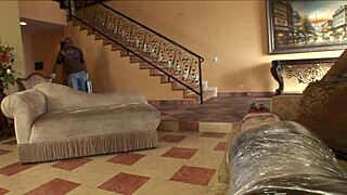 Dynamic booty white babe gets wrapped in plastic and fucked by hung black cock