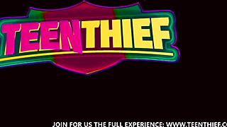 Emily regrets stealing while banged by horny officers big cock