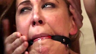 This Blonde Lesbian MILF is Getting Group Anal Banged So Hard