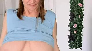 hey, watch busty braless gilf mariaolds groove and strip dance sporty style with ripped clothes