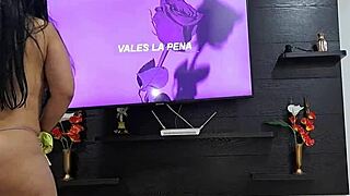 stepmom tied with a harness gets a great fuck in her pussy, roleplaying in lingerie 😍