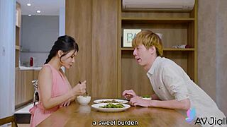 stepmom gets seduced by her stepson, leading to a passionate fuck in the bedroom