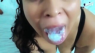 Milf swallowing cum my cuckold does not have permission to fuckme i masturbate for him as consolation i suck his small 18+ cock and i swallow his semen when he cums in my mouth hes a faggot asshole