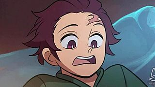 Tanjiro Experienced Overwhelming Ecstasy As Nezuko Dominated Him With Intense Anal Penetration And Cum In Mouth.