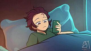 Tanjiro Experienced Overwhelming Ecstasy As Nezuko Dominated Him With Intense Anal Penetration And Cum In Mouth.