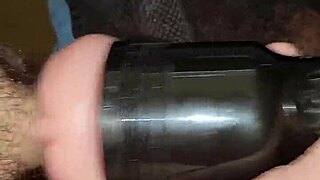 guy strokes big cock in fleshlight during voyeur session