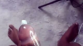 i feel so turned on masturbating safely with a condom on my cock while listening to my favorite song on the sex machine