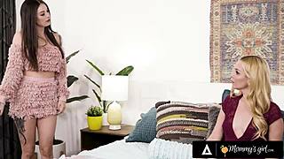 Pretty maddy may discovers self-pleasure lessons from her stepmom in a family bonding moment