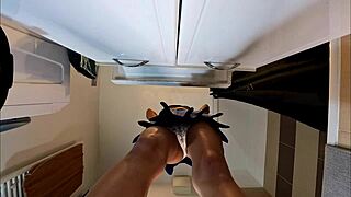 her blue mini skirt and panties