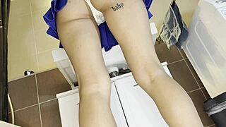 her blue mini skirt and panties