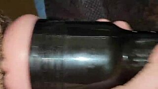 guy strokes big cock in fleshlight during voyeur session