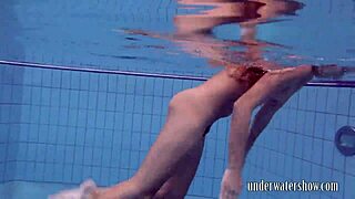 Lucy takes off bikini in the pool