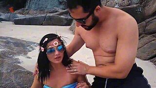 I visited the nudist beach and had outdoor sex with an athletic brunette exhibitionist during a homemade interview