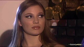 Confident brunette seduces a man and gets a load of cum on her face