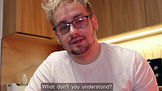 my nerdy step bro got turned on looking at my ass, then we fucked rough in doggystyle with deepthroat and cum swallow