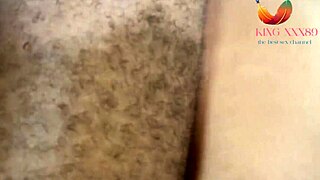 Ebony pussy gets drilled doggy style.