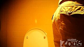 beautiful girl pees standing in toilet