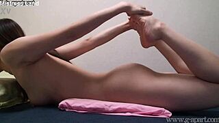 Naked Japanese Umi Hinata performs sexy yoga poses in hidden webcam session