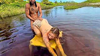 adventurous couple caught wild sex in mangrove.