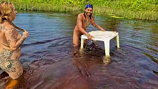 adventurous couple caught wild sex in mangrove.