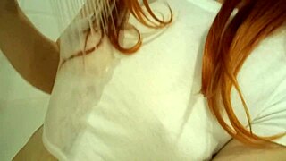 Redhead teen relaxes in the bath 😊