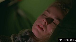 Stunning blonde drenched in sweat masturbates to orgasm.