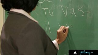 upset teacher milf dana vespoli disciplines misbehaving samantha rone in detention