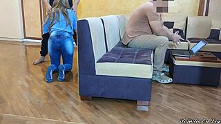 I follo my brother's wife, beautiful cuñada while husband works on laptop ntr