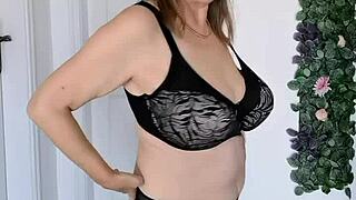 chic and cheeky granny mariaolds in black lingerie strip dance