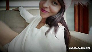 Dirty interview leads to sexy masturbation for Latin girl Andrea Garcia.