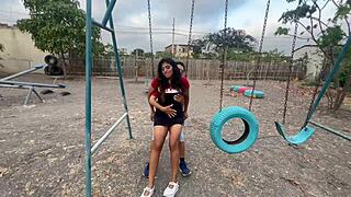 hey, what if they catch us having wild sex in the public park with my slutty girlfriend and that horny stranger