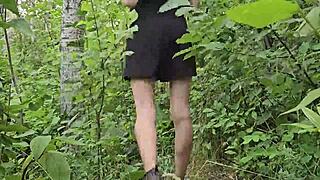 Quick forest fuck with teen student in dress and small waist