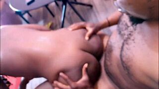 What gentle fucking does this cute ebony teen receive in lingerie?