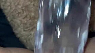 Saudi teen amateur fucks herself with glass dildo in Los Angeles craving BBC