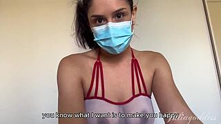 naughty nurse gets messy with titjob blowjob cum in mask 😈💦