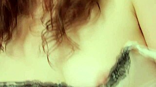 Brunette Milf Mom Teases Her Pussy in Fishnets