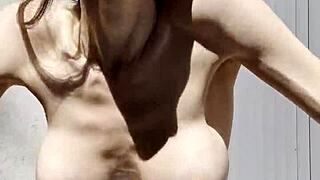 Wow, bikini close-up orgasm with plaits, oil, and vibrator!