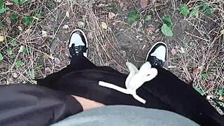 Risky Lesbian Masturbation In The Forest