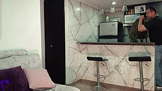 Horny Latina Milf Roommate Busted With Dildo Fucked Rough & Covered In Cum On Face And Tits