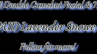 white lipstick milf receives an intense double cumshot facial and throatpie during sloppy blowjob