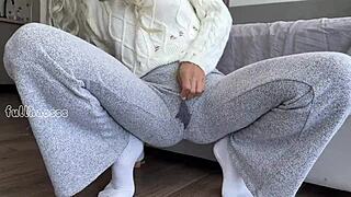 Intensely masturbating her tight pussy, Asian stepdaughter squirts powerfully with vibrator