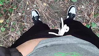 Risky Lesbian Masturbation In The Forest