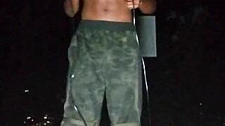 A mature woman interviews in the park