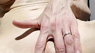 Wow, bikini close-up orgasm with plaits, oil, and vibrator!